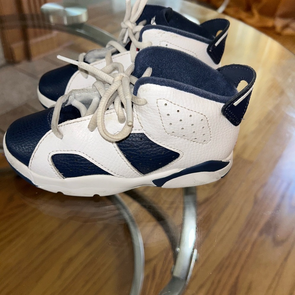 Kids Navy and White “Jordan” Sneakers
